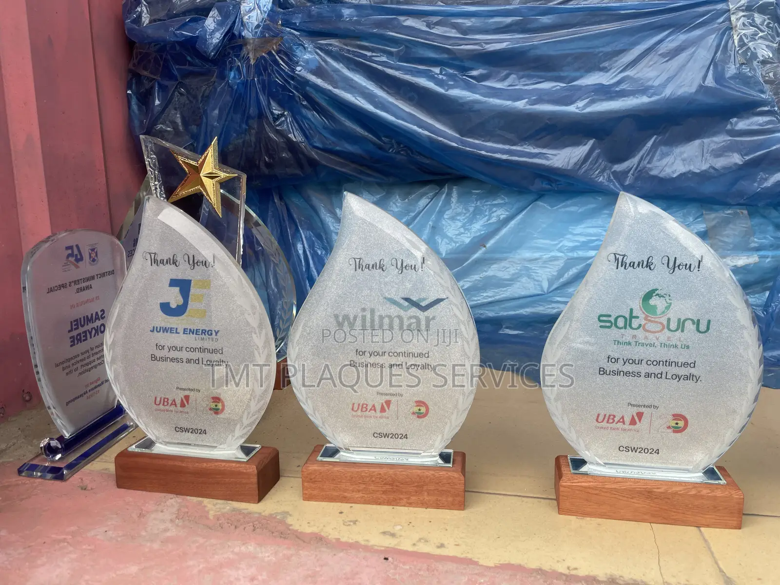 Wooden Base Crystal Award Plaque