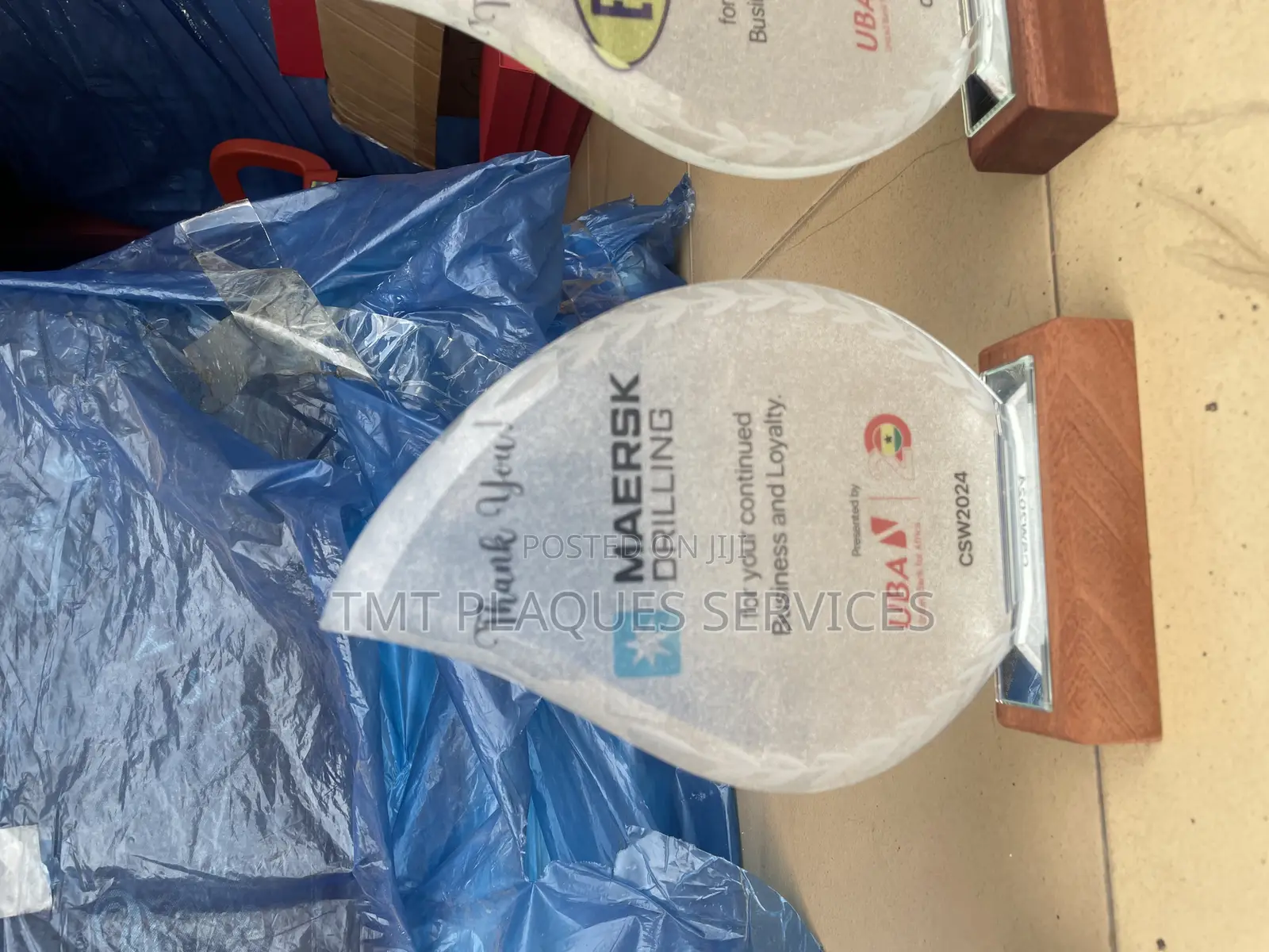 Wooden Base Crystal Award Plaque
