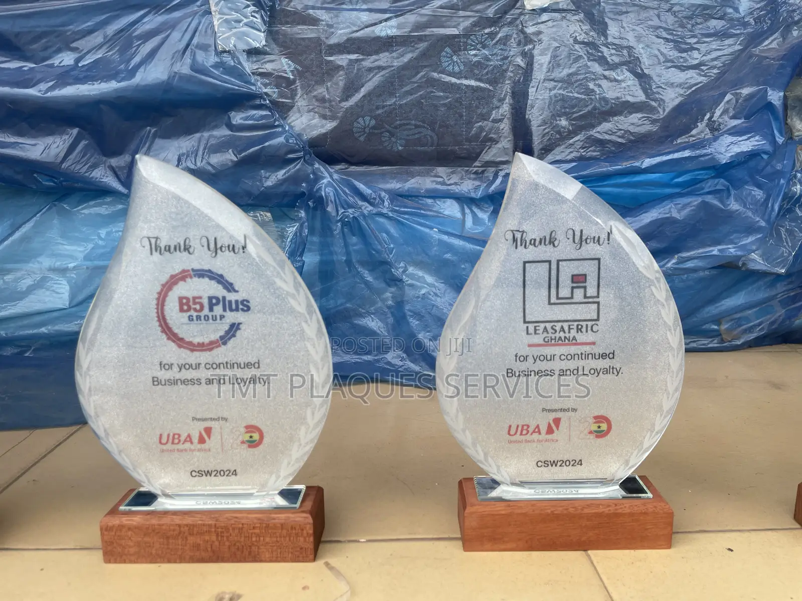 Wooden Base Crystal Award Plaque