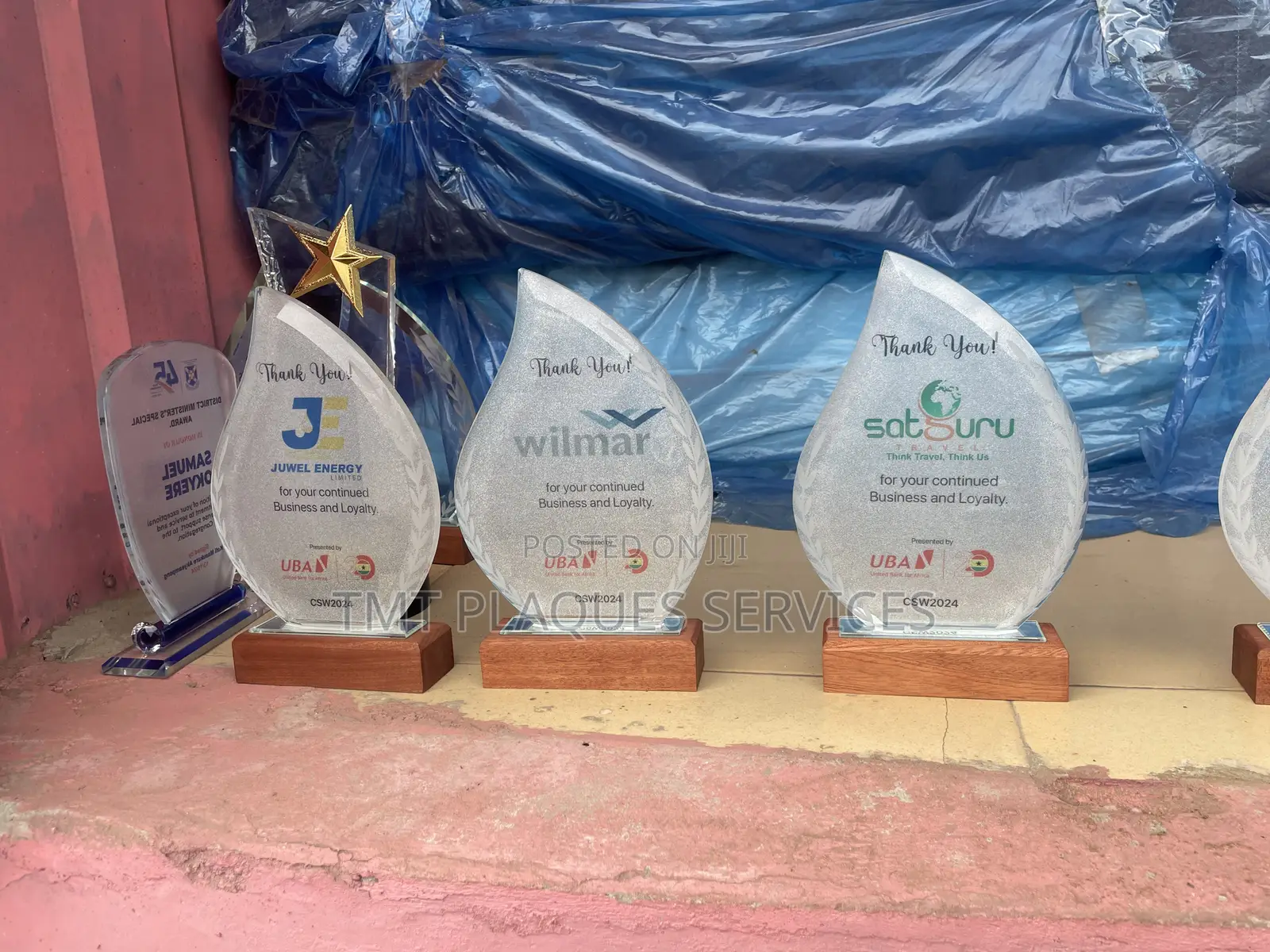 Wooden Base Crystal Award Plaque