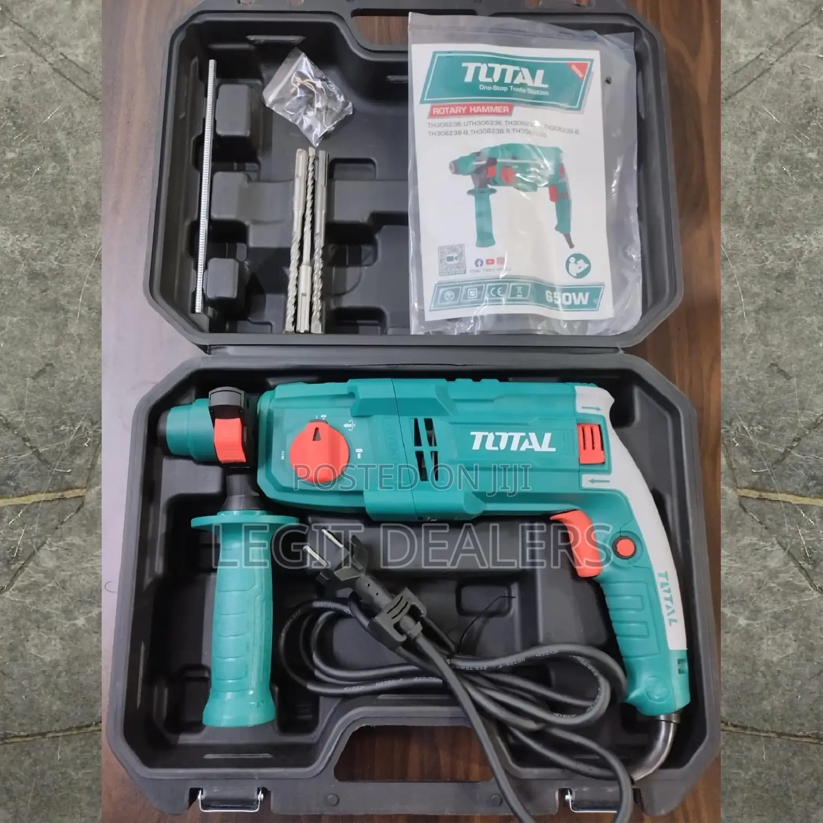 Total Rotary Hammer 650watts With 3 Drilling Bits
