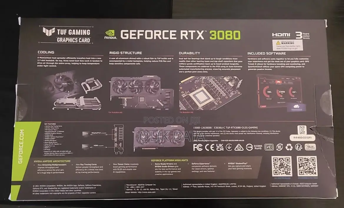 ASUS Tuf Nvidia Geforce RTX 3080 V2 Oc Graphics Card 10gb