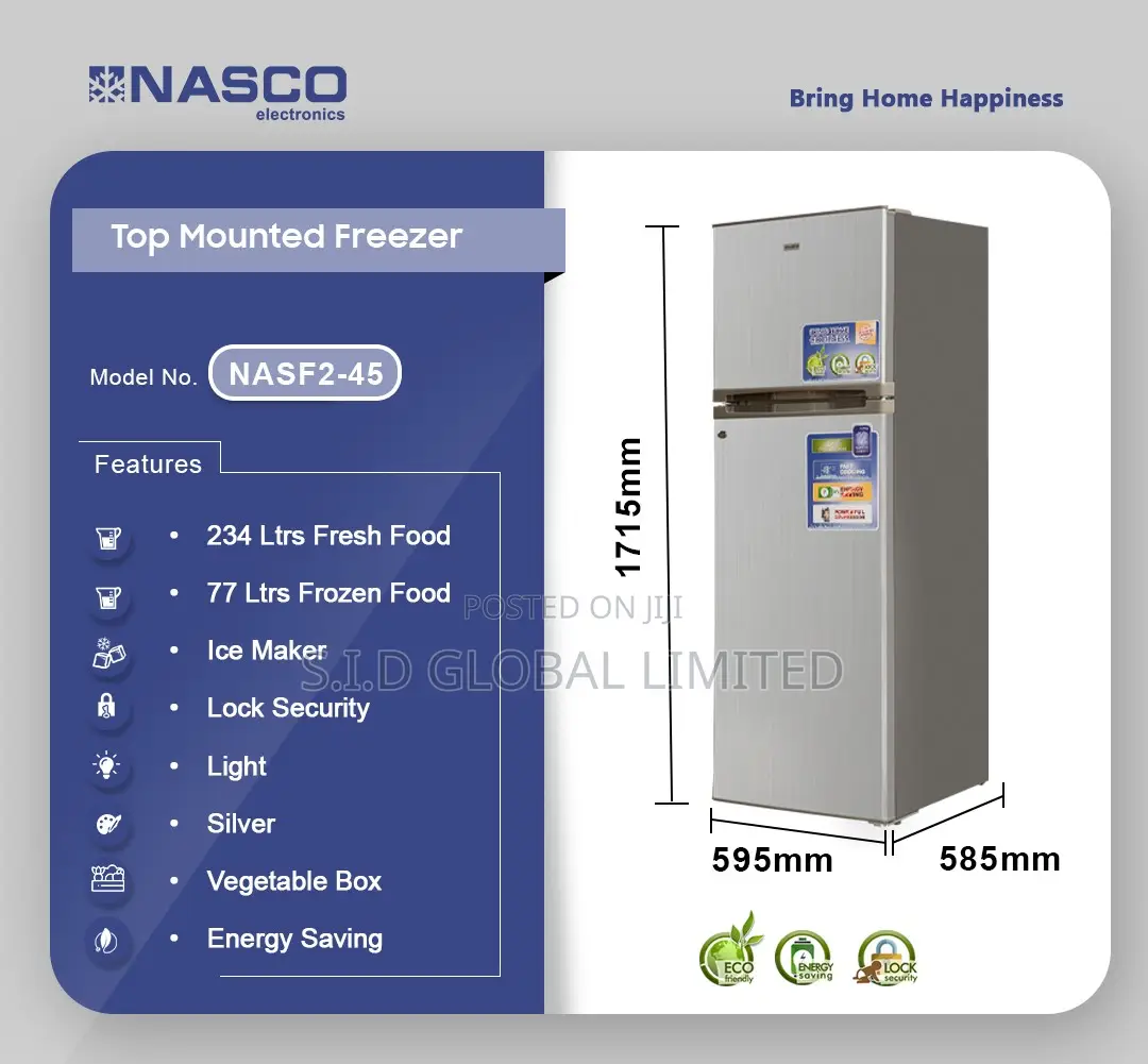 Quality Cooling With NASCO-320LTR-TOP-MOUNTED-FREEZER