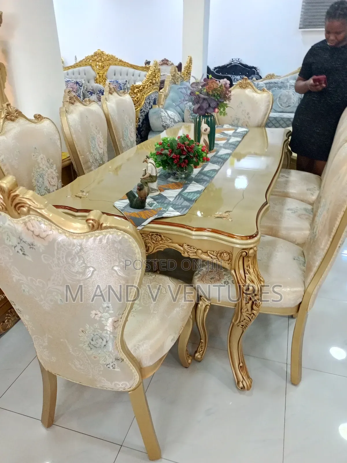 Royal Dining Set 8chairs Gold