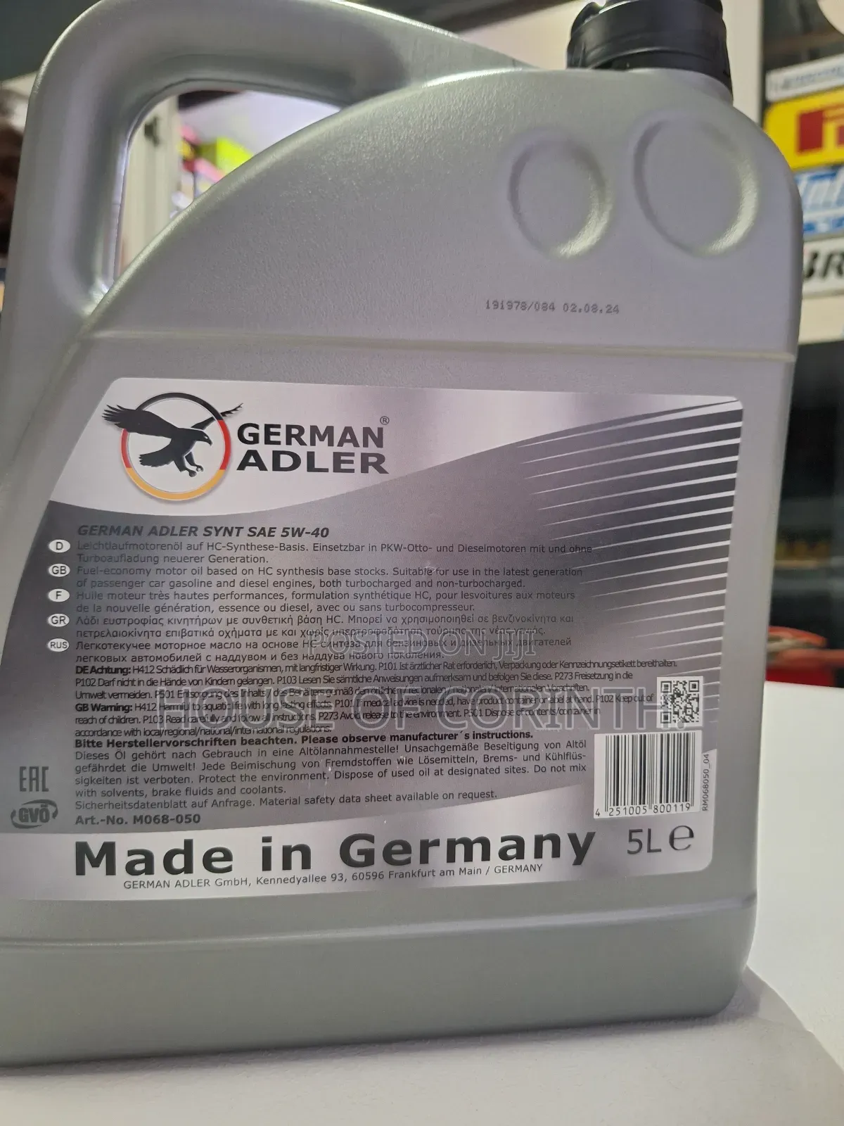 5w40 German Adler Synthetic Engine Oil 5l