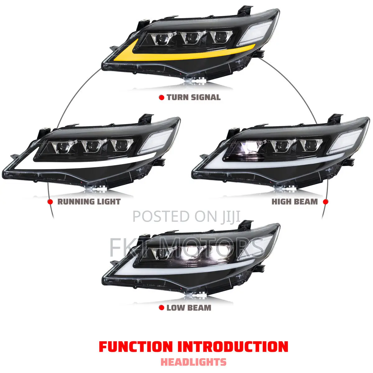 Toyota Camry Spider 2012/13/14 Headlights Spec