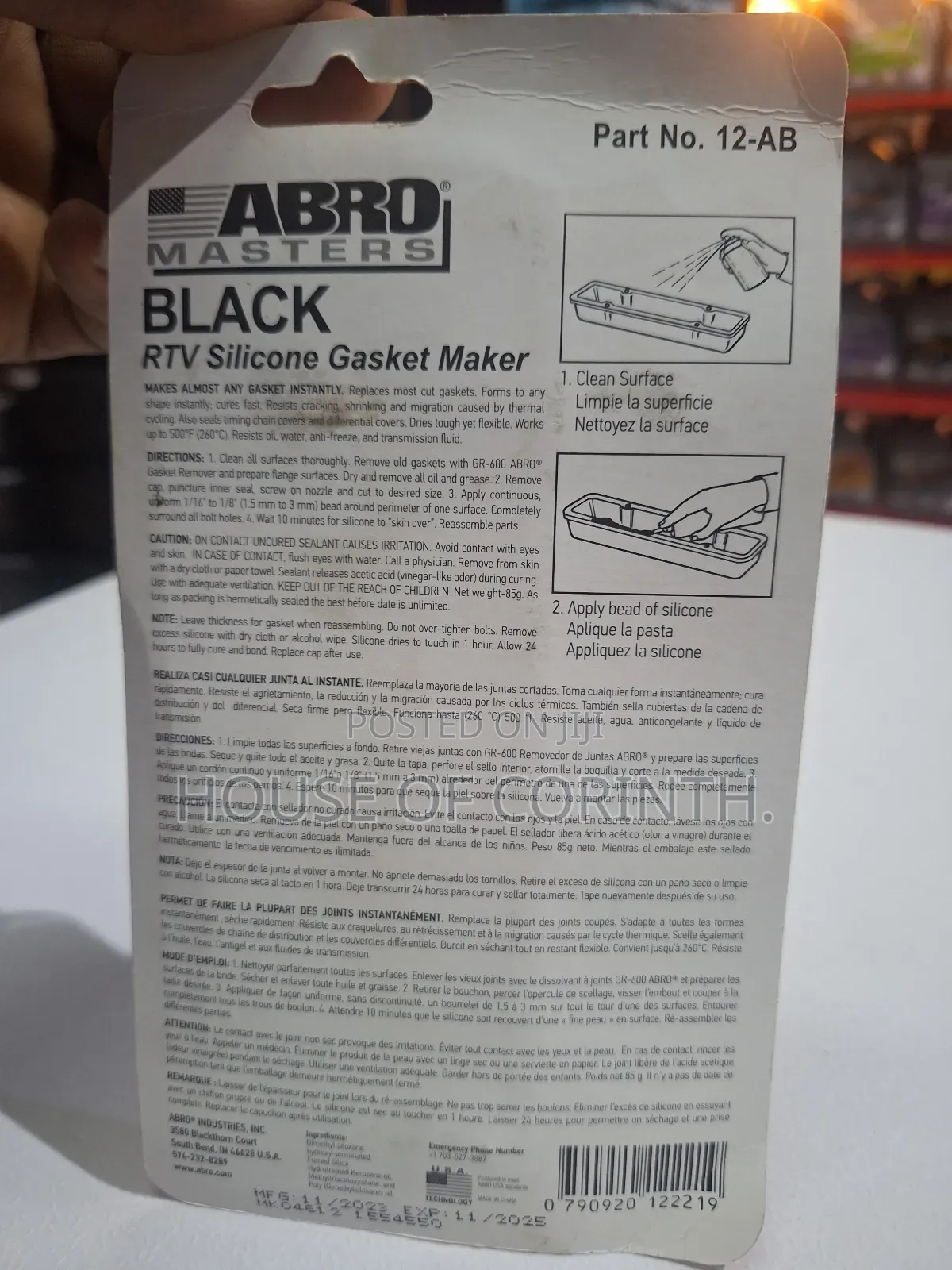 Gasket Maker Black - ABRO-USA RTV Silicone