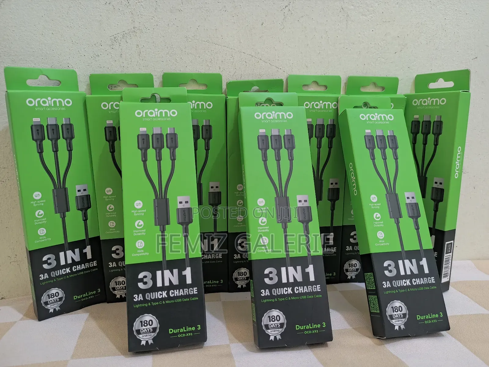 Oraimo Duraline 3a 3in1 Charging Cable 1.2m