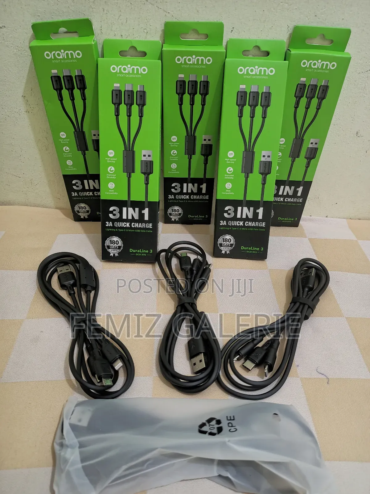 Oraimo Duraline 3a 3in1 Charging Cable 1.2m