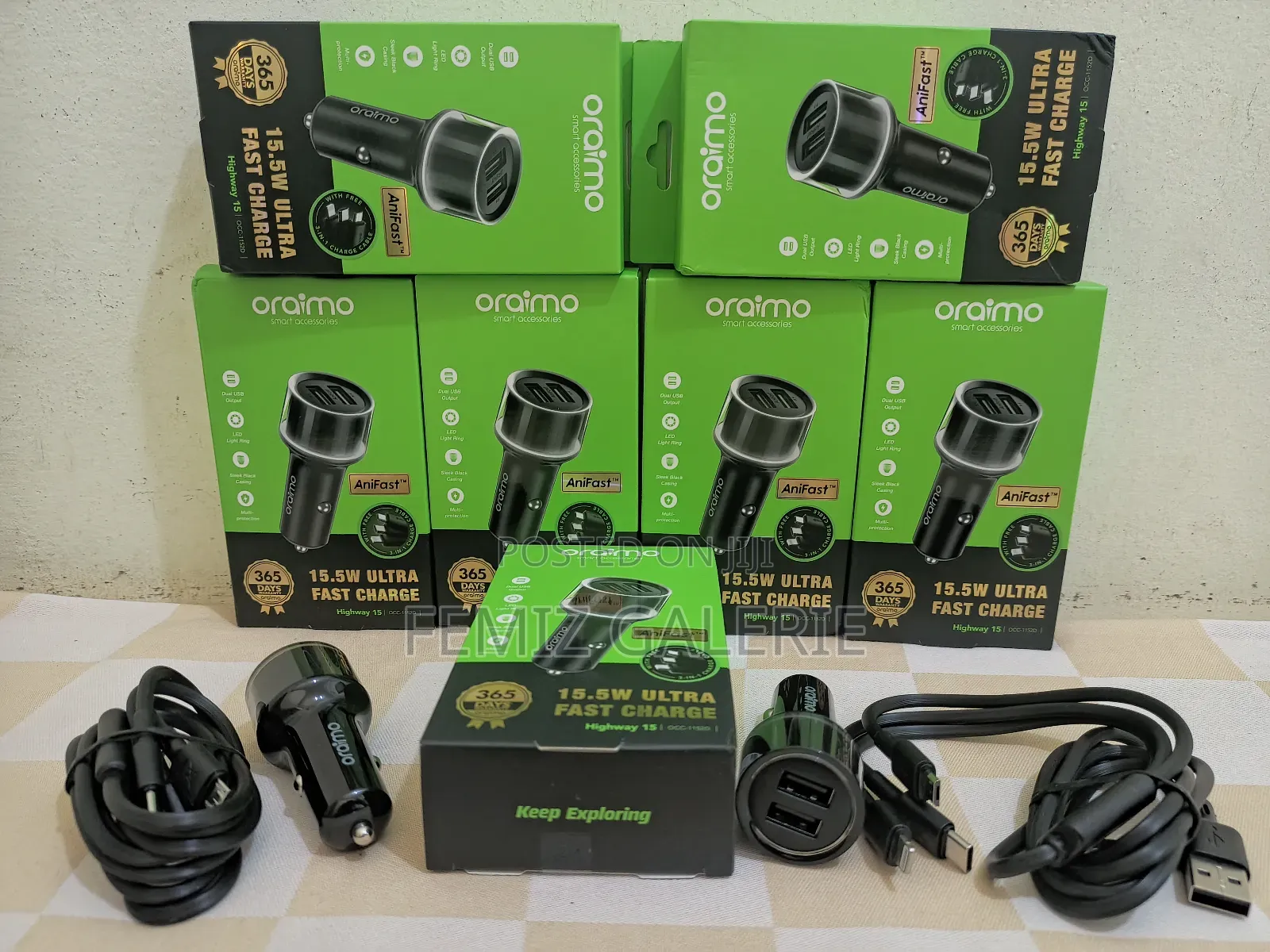 Oraimo 15.5W Highway Car Charger With 3-in-1 Cable