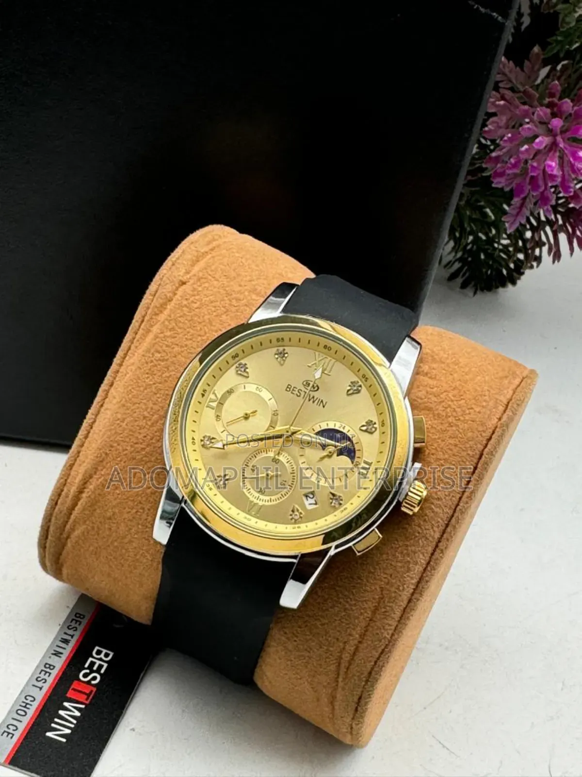 Authentic Rubber Strap Chronograph Bestwin Watch