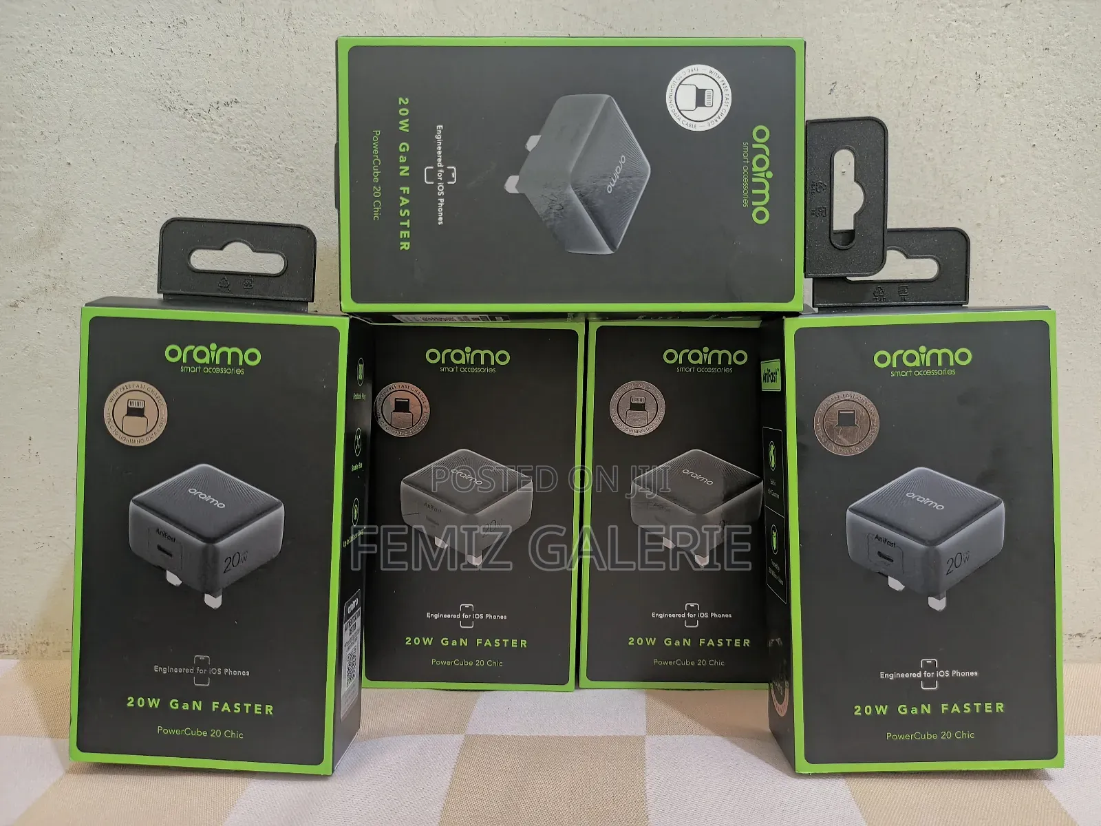 Oraimo 20w Powercube Charger + C-to-C/C-to-Lightning Cable