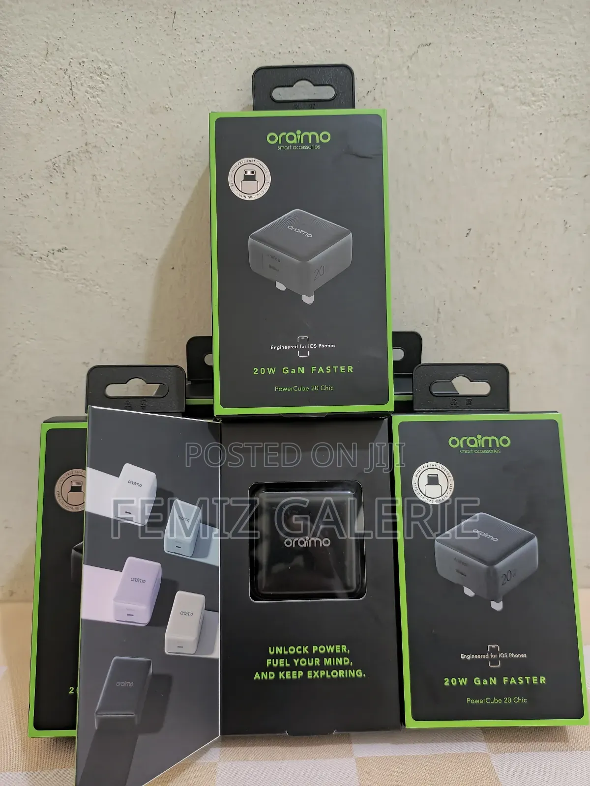 Oraimo 20w Powercube Charger + C-to-C/C-to-Lightning Cable