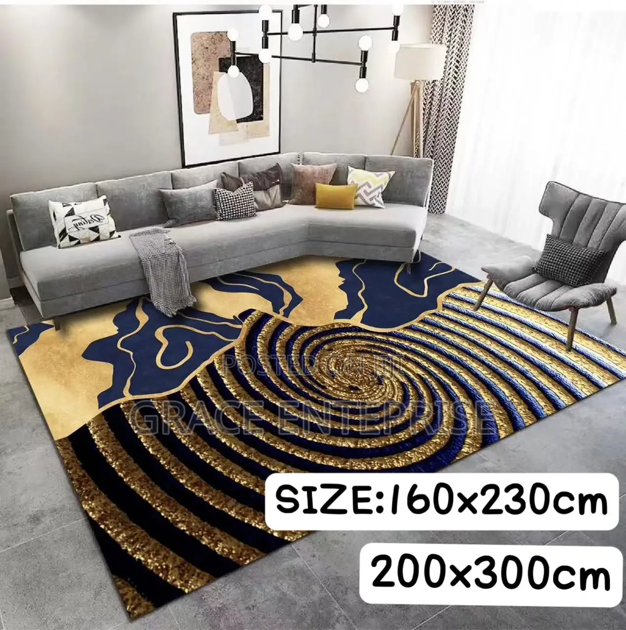 Stylish Elegant Living Room Bedroom 3D Carpet