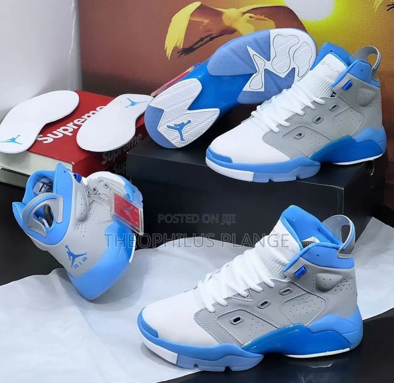 Jordan 6 White,Blue and Brown Sneaker