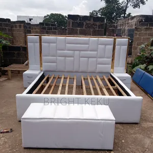 Queen Over Size Bed Frame With Side Drawers and Ottoman