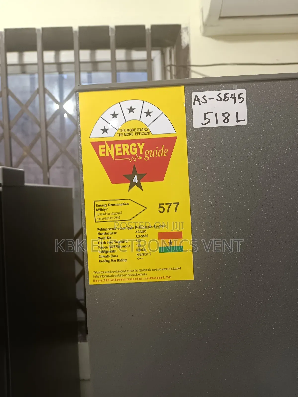 Asano 520ltr Side/Side Refrigerator