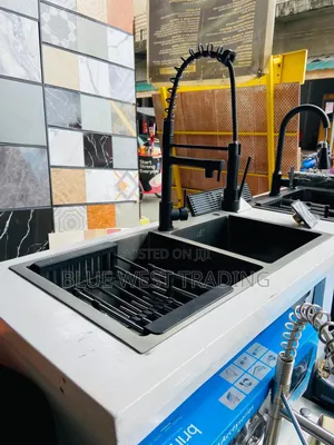 Black Cabinet Sink and Pull Out Tap