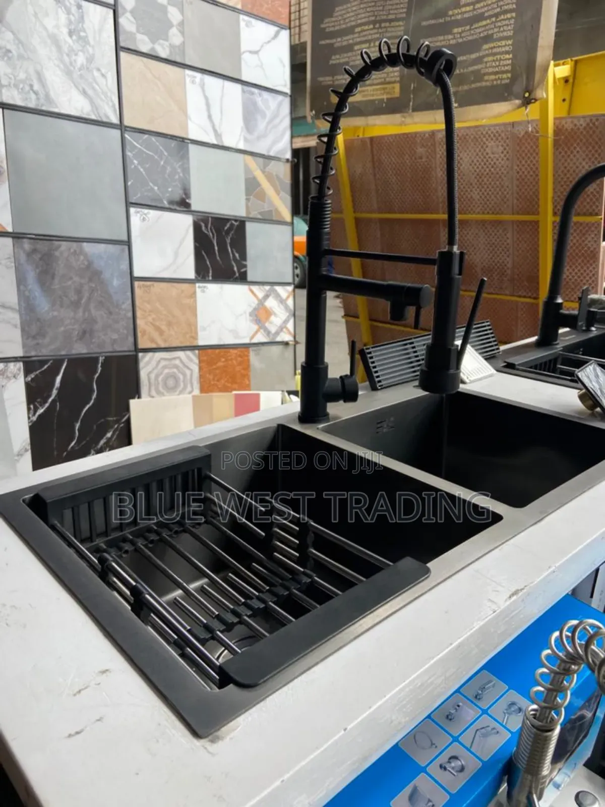 Black Cabinet Sink and Pull Out Tap