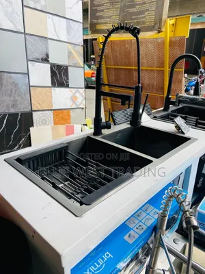 Black Cabinet Sink and Pull Out Tap