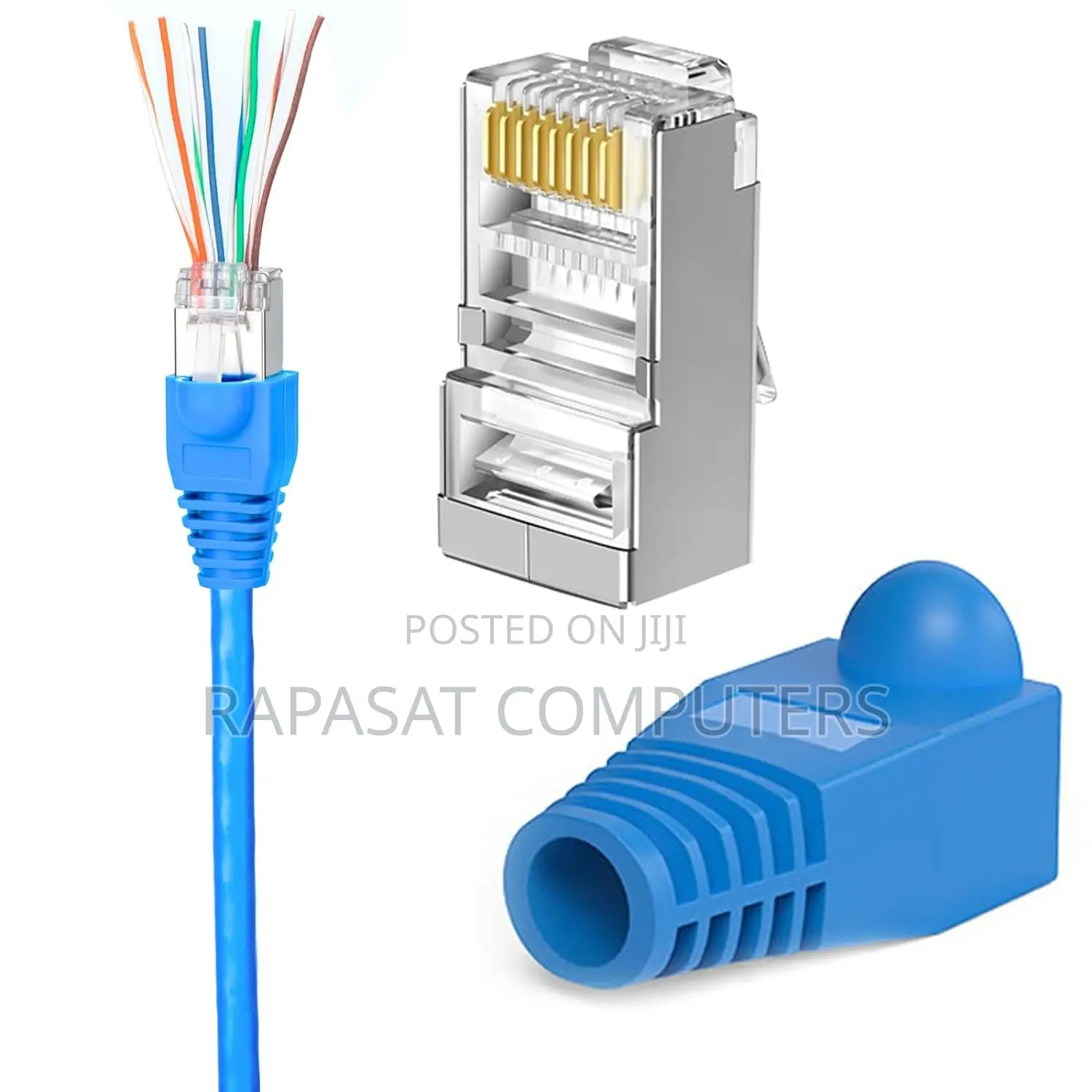 Shielded Cat6 Cat6a RJ45 Pass Through Plugs, 100pcs