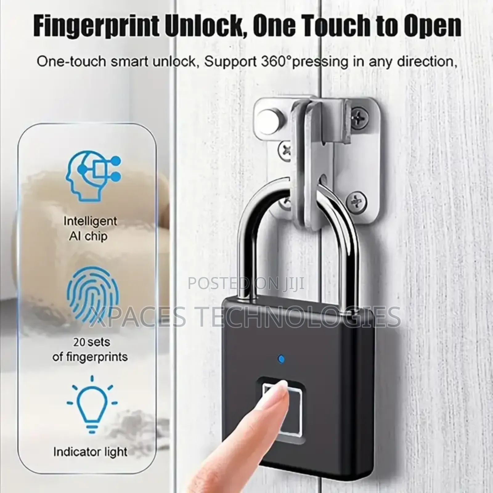 Smart Fingerprint Padlock, Security Door Lock
