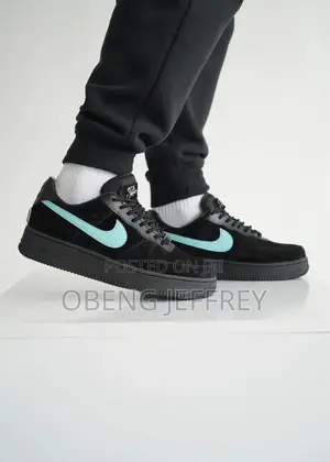 Photo - Original Nike Airforce 1 Black Suede and Blue Tiffany