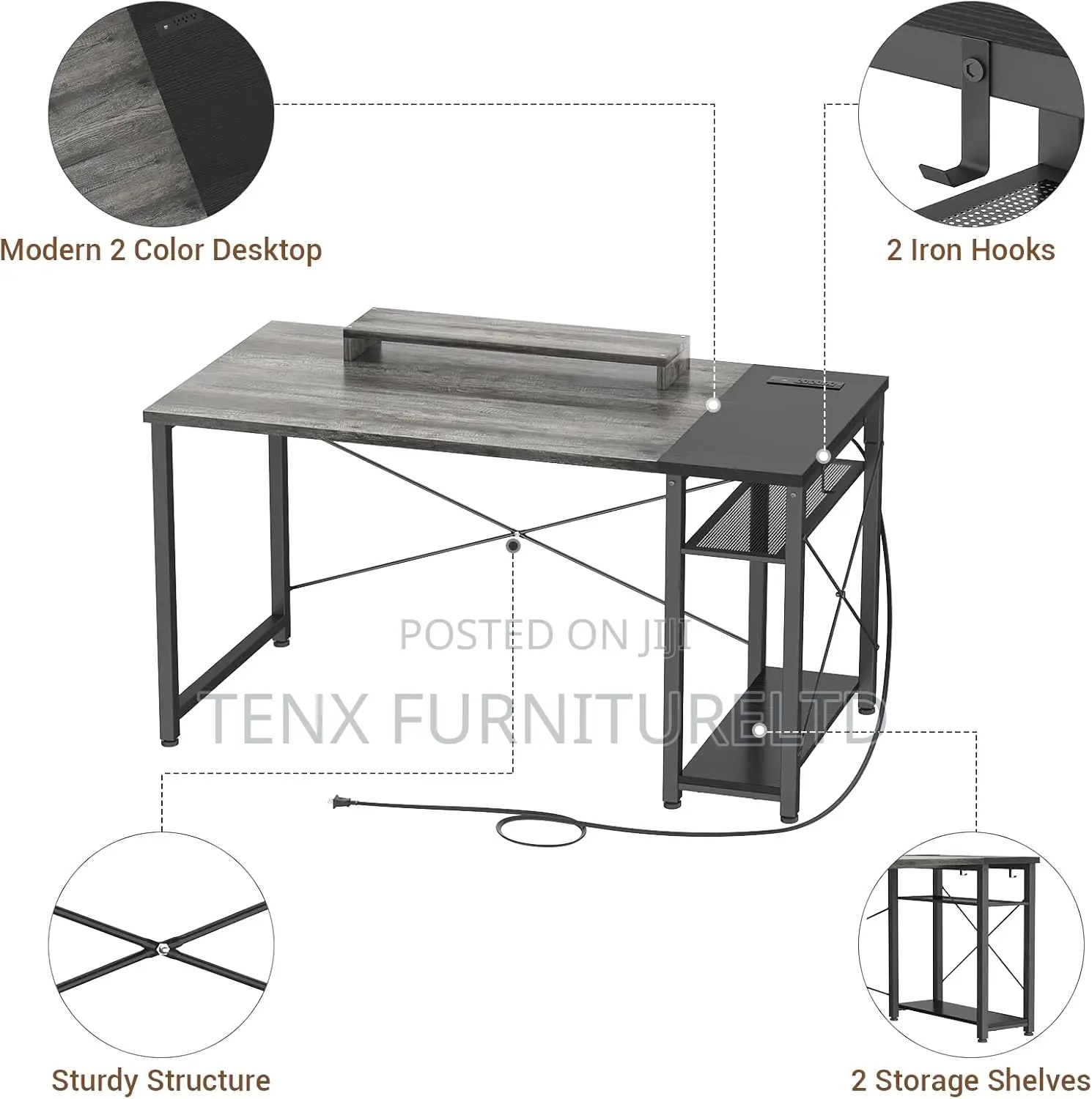 Gaming Desk With USB and RGB Light