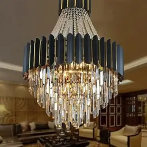 Modern Crystal Chandelier, Luxury Black Crystal
