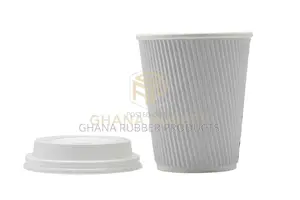 Ripple Paper Cups + Lids 8oz White (1000pcs)