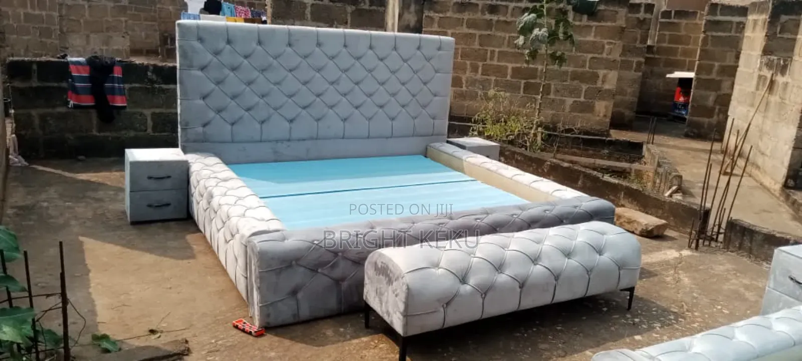King Size Bed Frame With Side Drawers and Ottoman