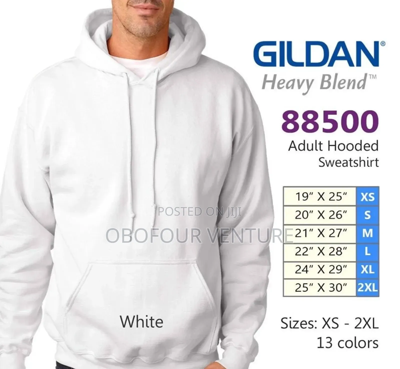 Gildan WHITE Adult Hooded Sweatshirts.