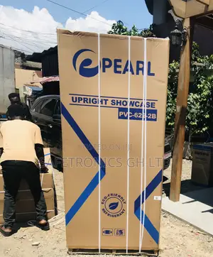 Essential PVC-622 Display 500 Liters Glass 2 Doors Pearl