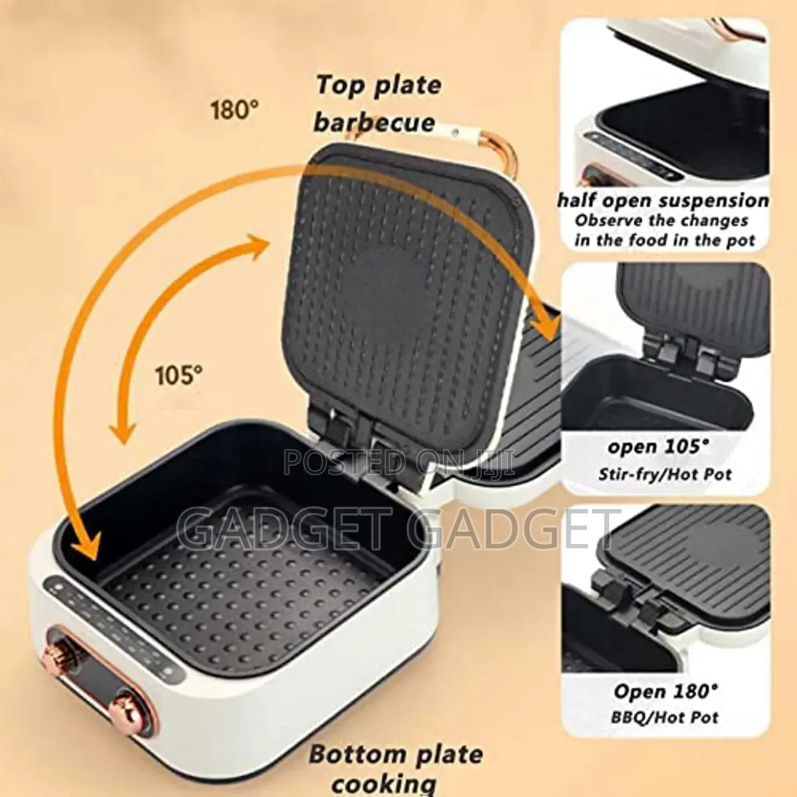 Non Stick 3 In 1 Multipurpose Grill Hot Pot