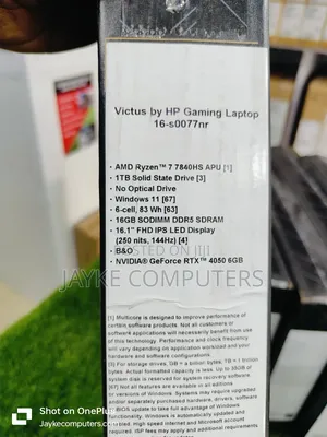New Laptop HP Victus 16 16GB AMD Ryzen 7 SSD 1T