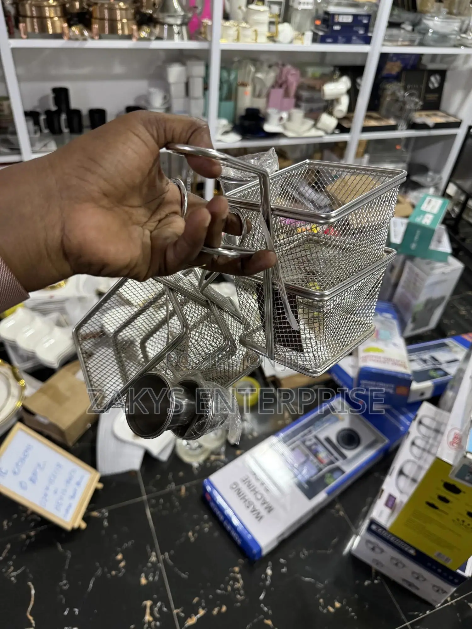 Stainless Chips Basket With Dipping Sauce Bowl