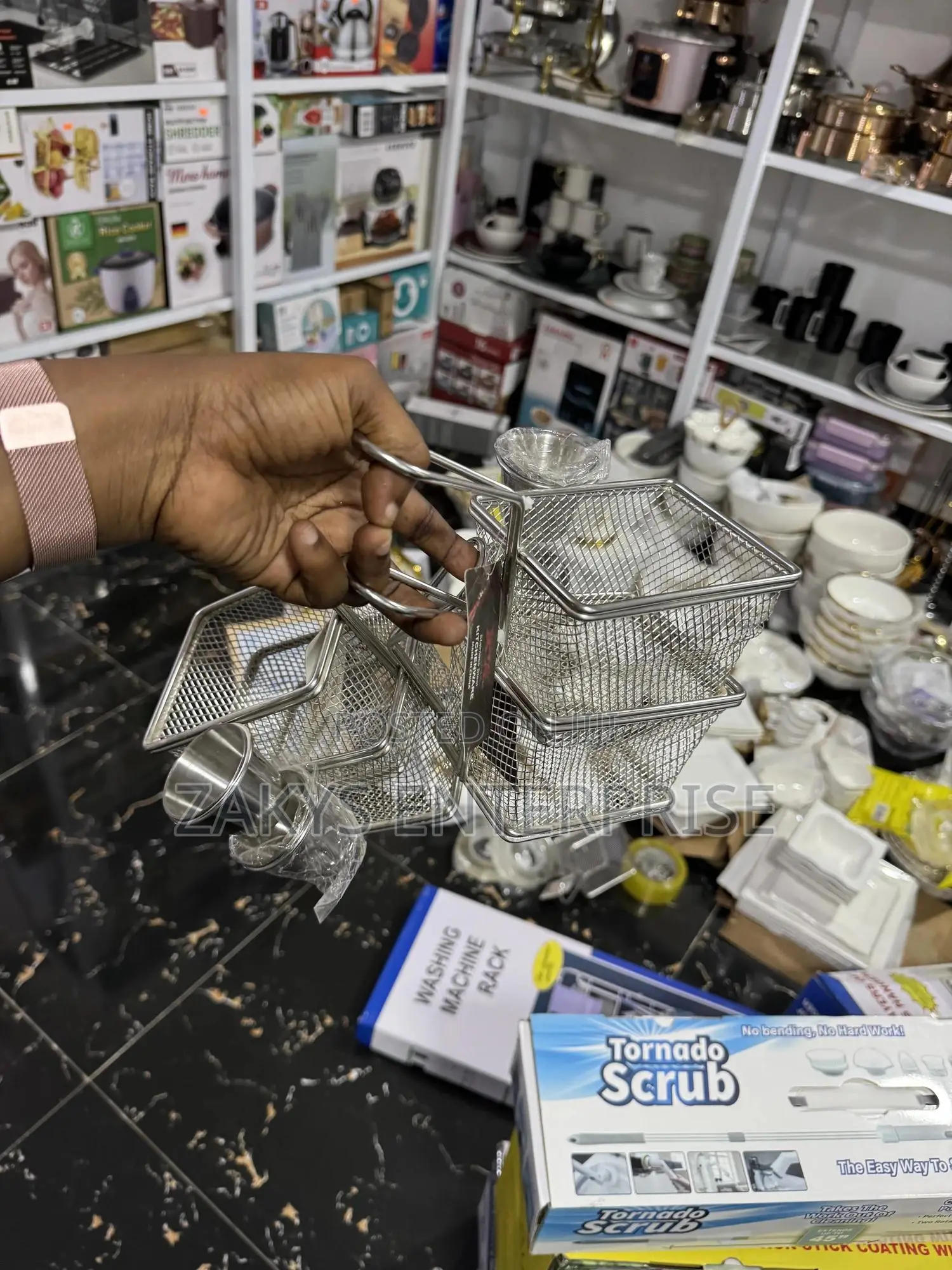 Stainless Chips Basket With Dipping Sauce Bowl