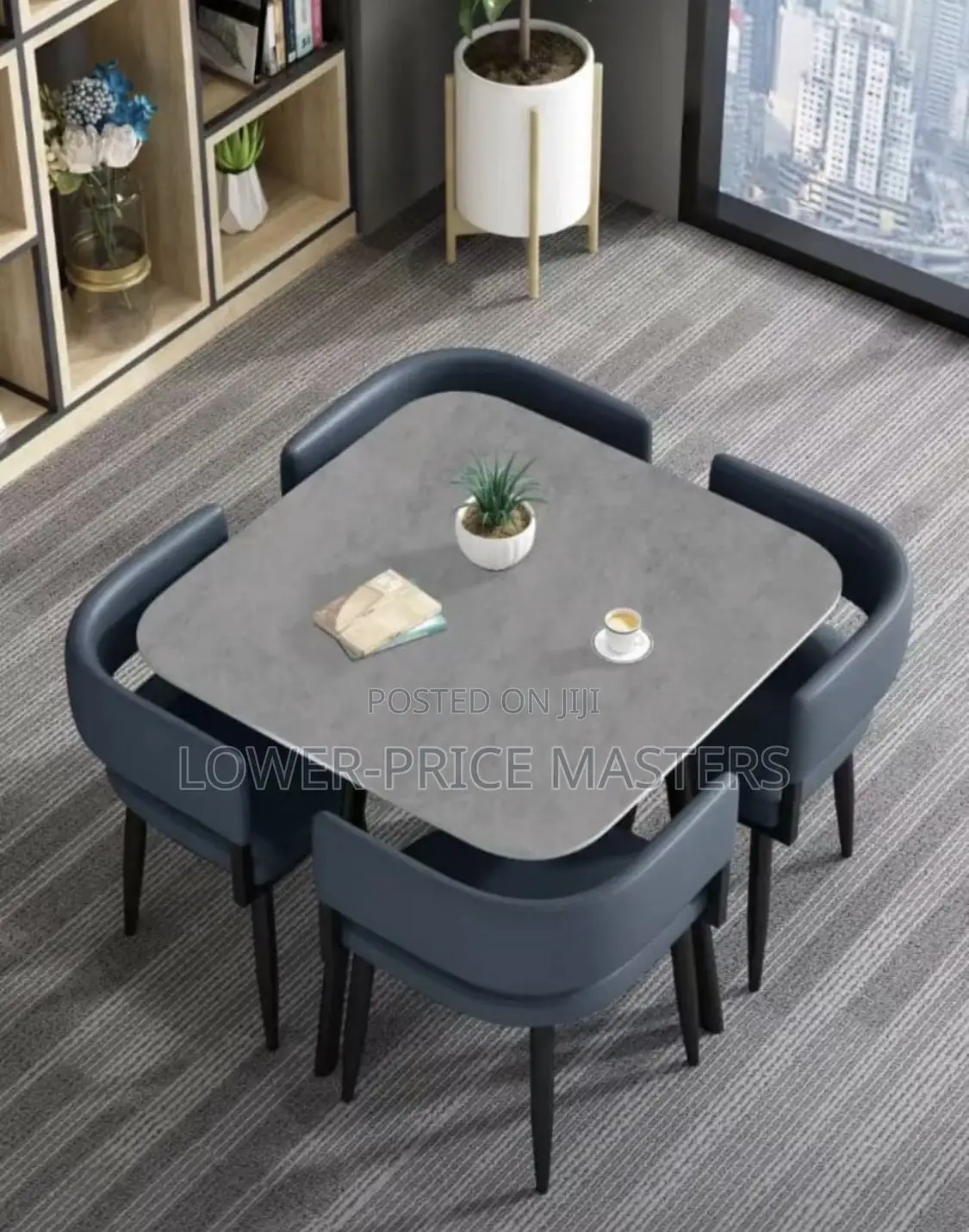 Modern 4 Chairs Marble Dining Table Set