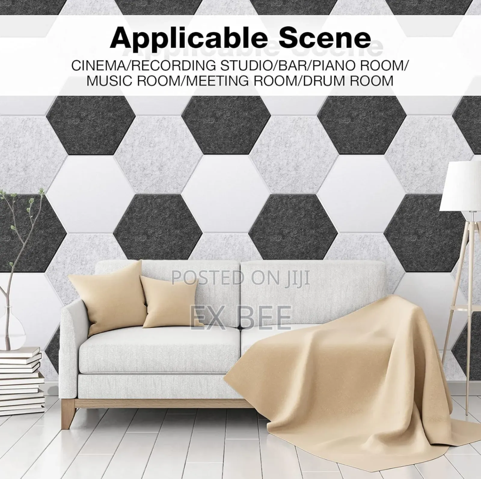 12pcs Hexagon Acoustic Panels Soundproofing Padding