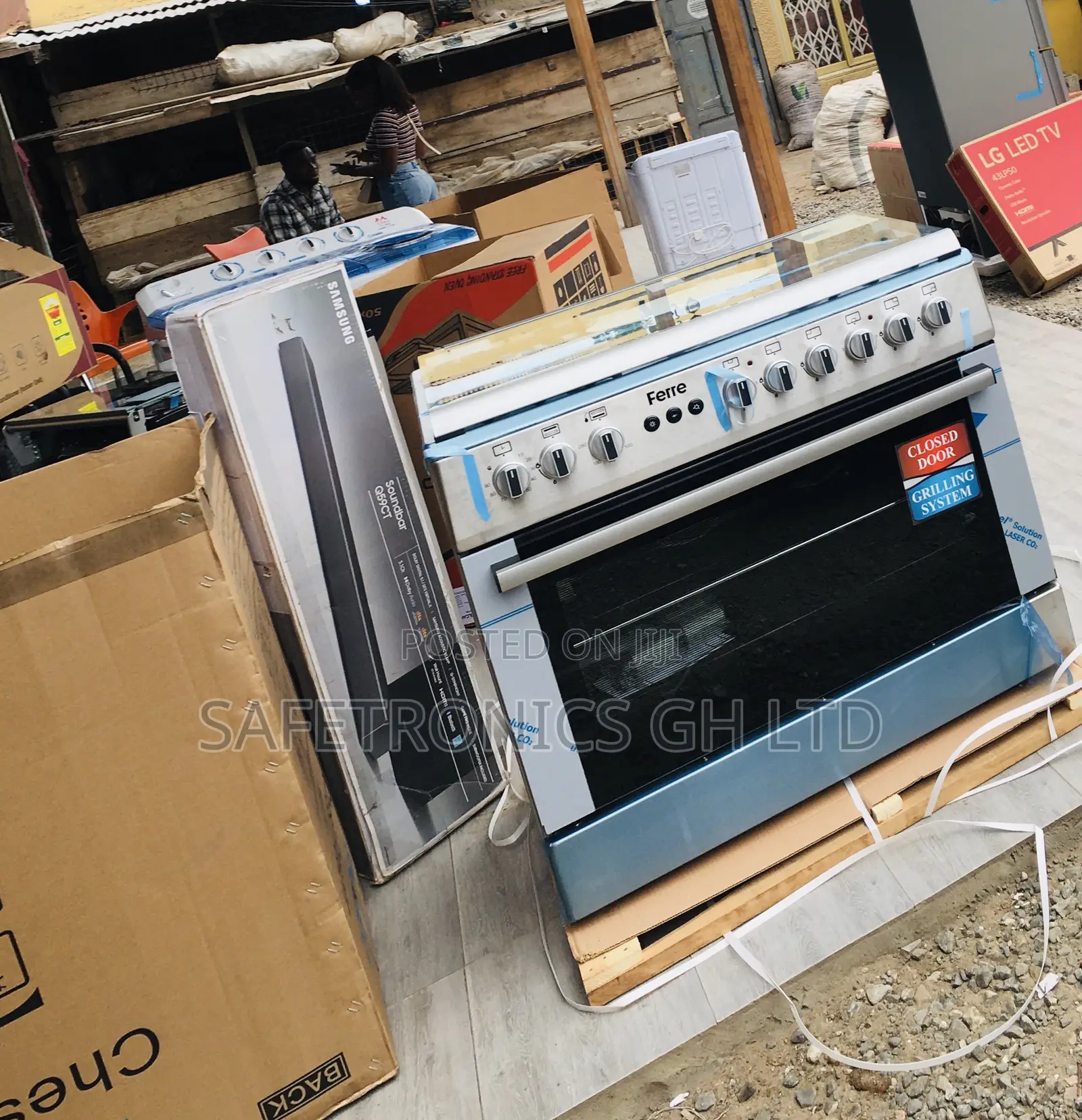 5 Burner Gas Oven Auto Ignition Ferre 60by90 Gray Elegant