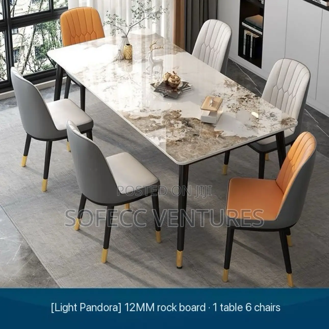 Luxury Italian Rock Table + 6 Chairs