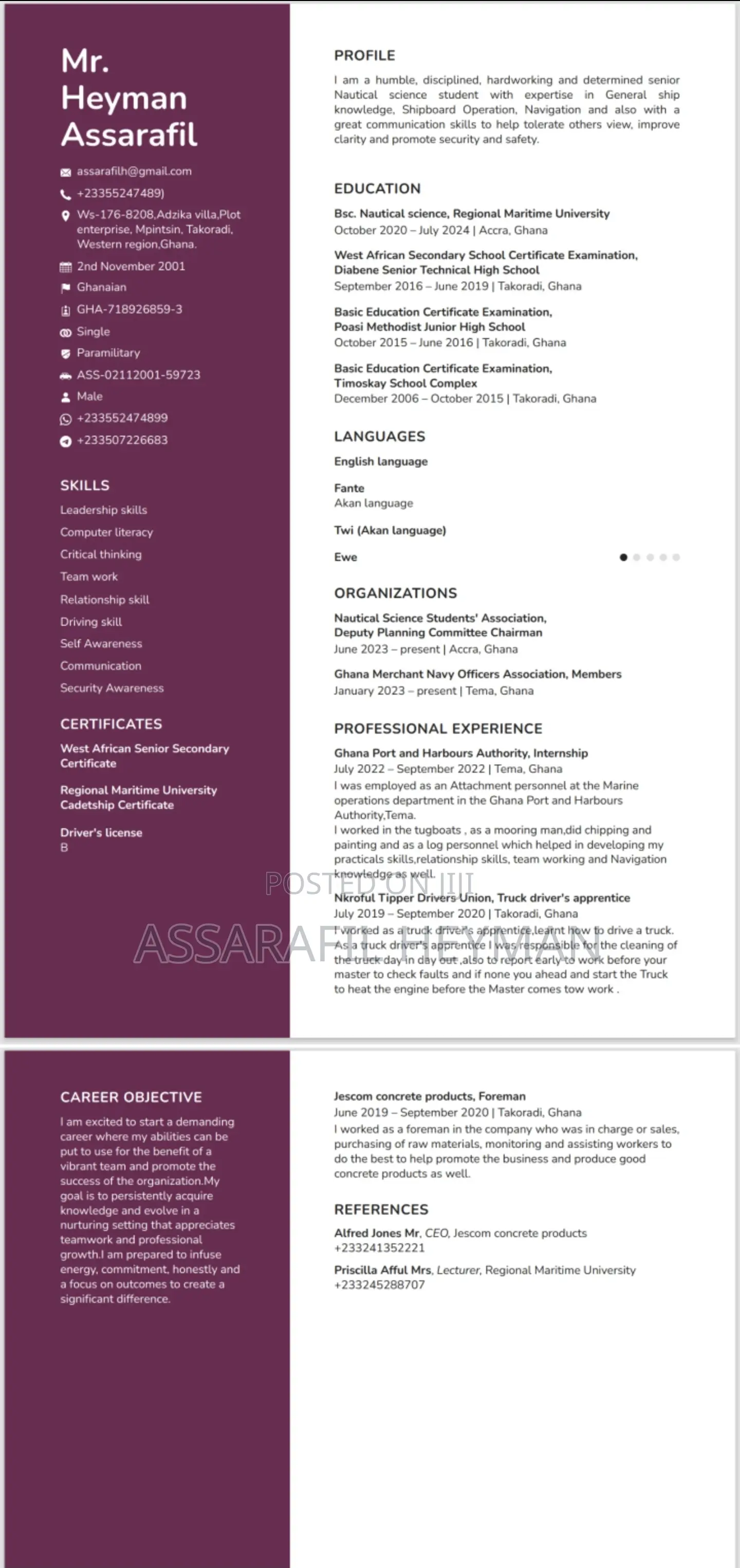 Part-Time Weekend CV