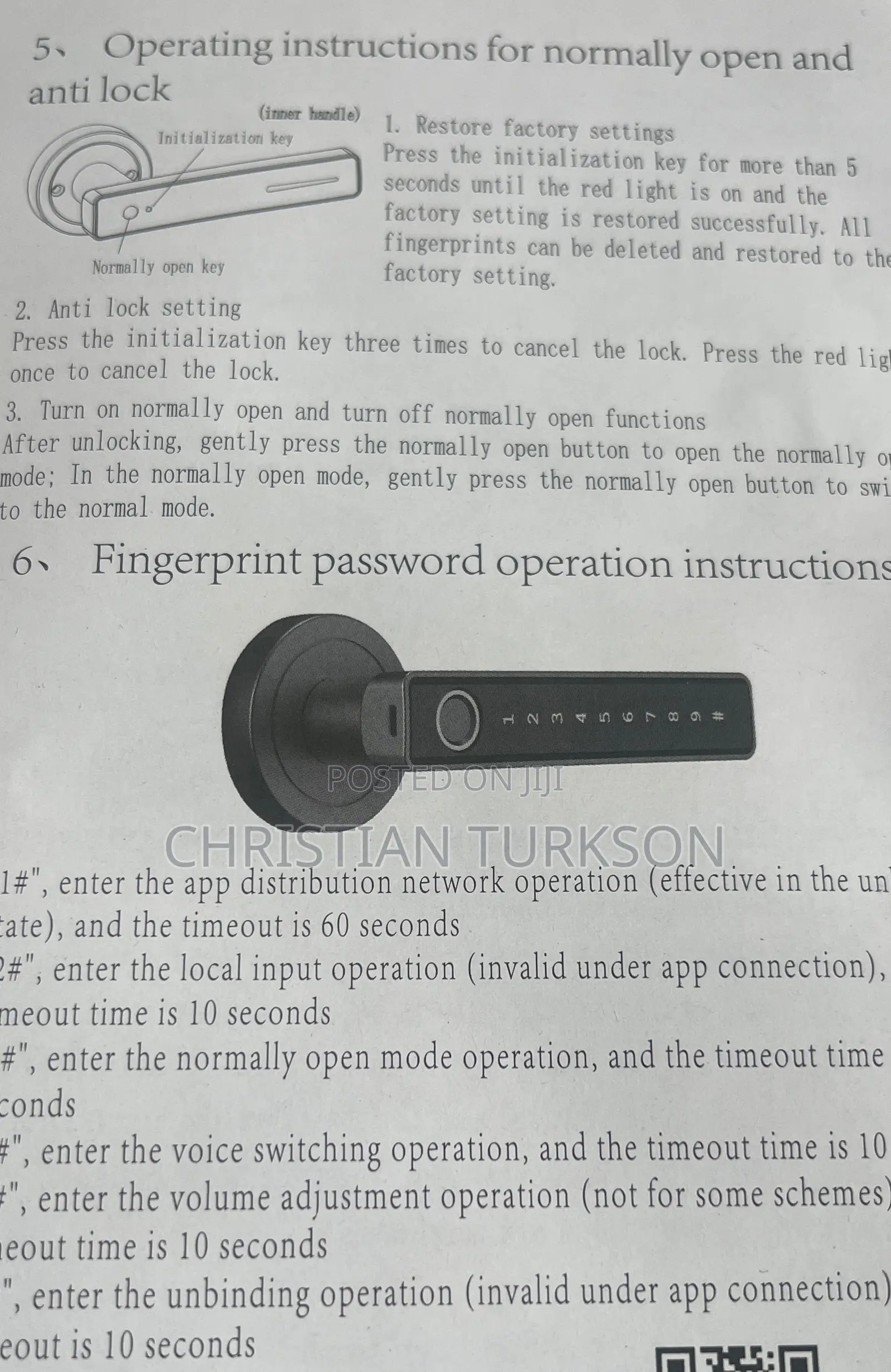 Indoor Finger Print Door Lock