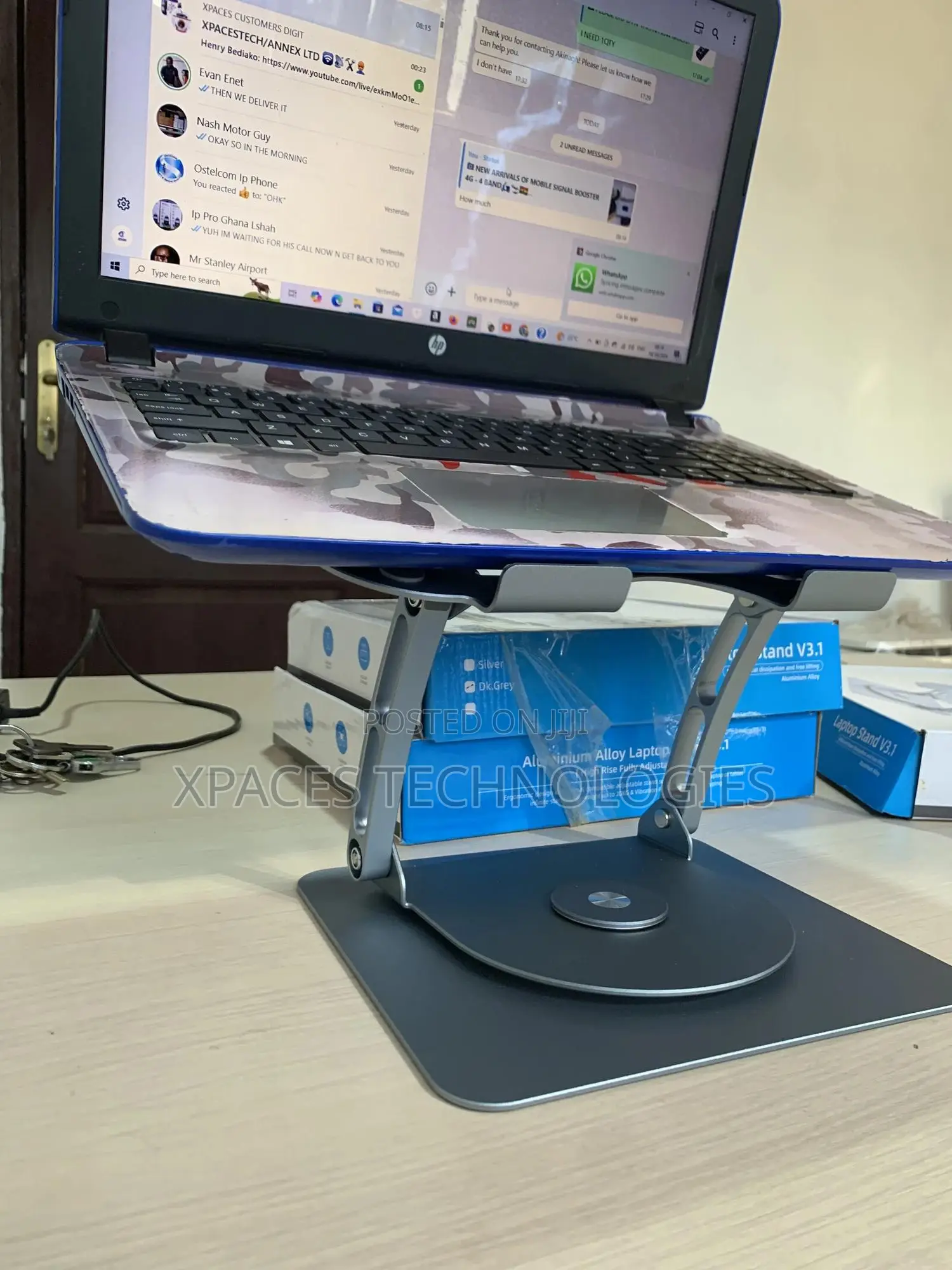 Adjustable Laptop Stand With 360 Rotating Base Metal