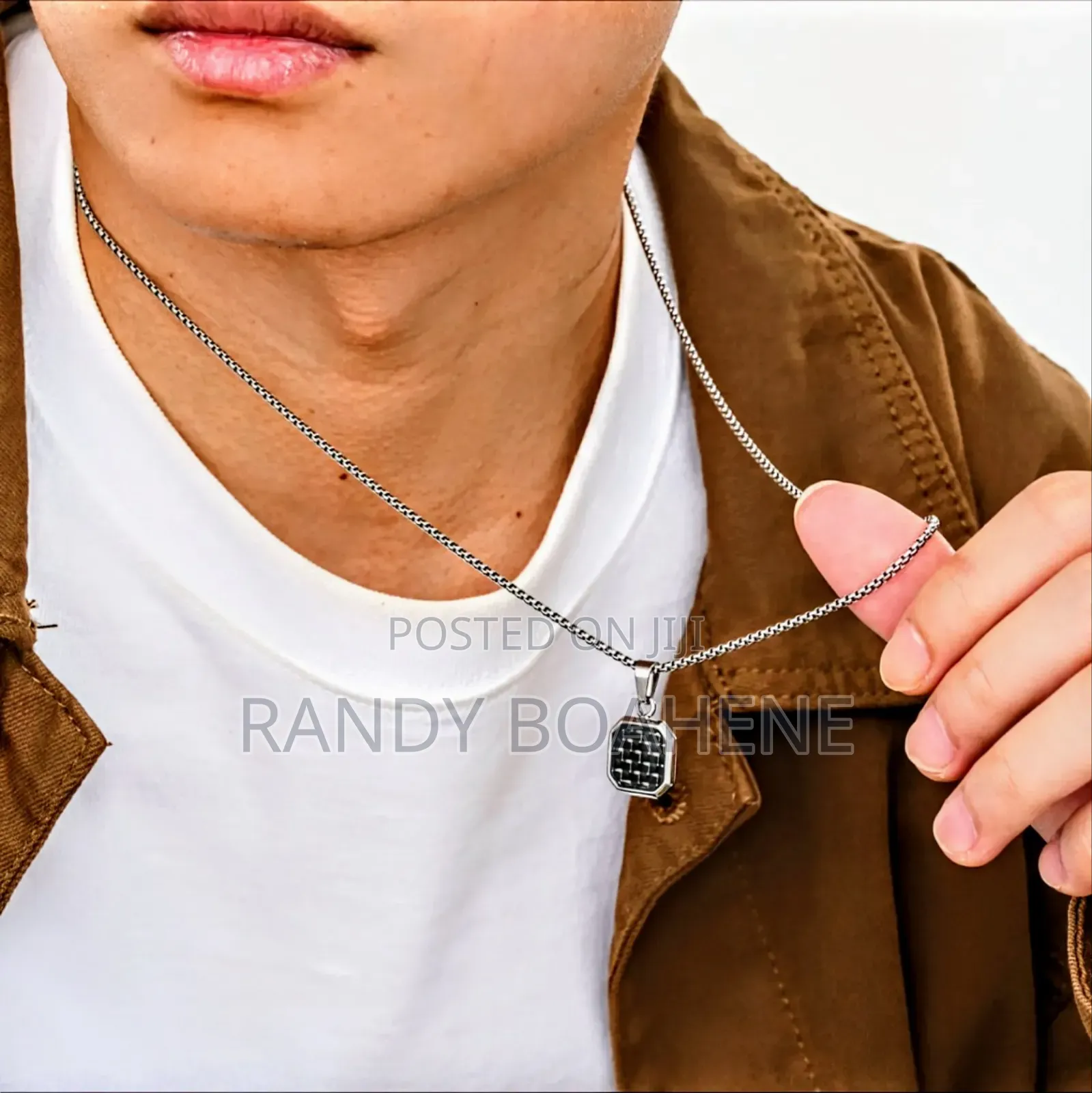 Men Square Pendant Necklace
