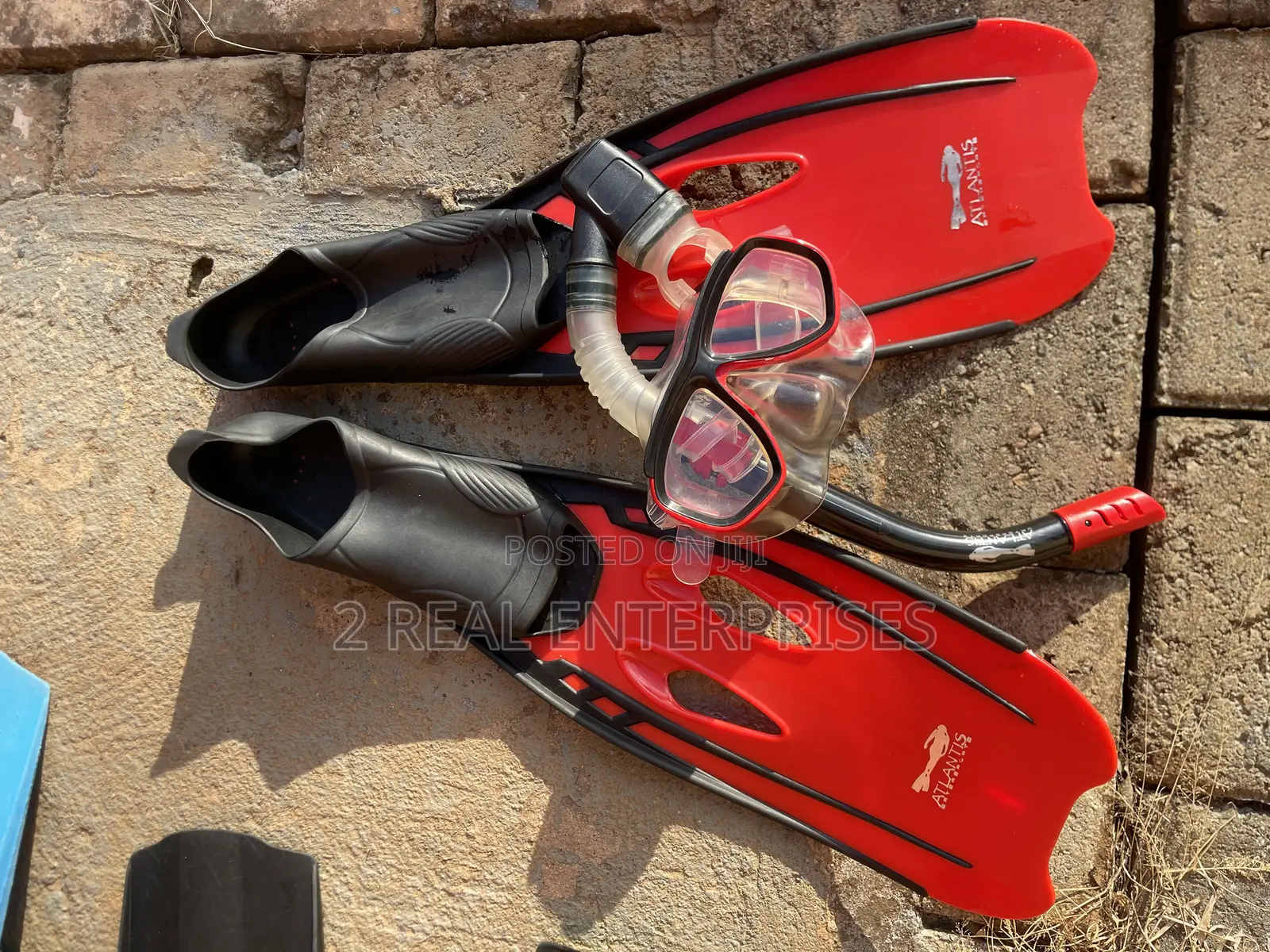 Swimming Fins Snorgel Goggles Set Size 37-38
