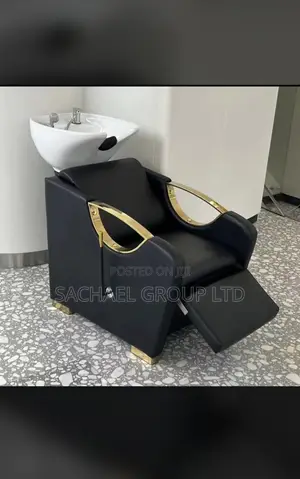 Photo - Black Golden Salon Hair Basin With Chair