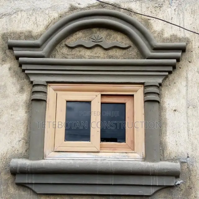 Window Design Decor Molding by Hand Using Mortar