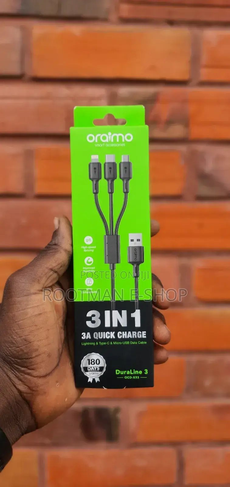 Oraimo Duraline 3 1.2m 3a Cable