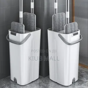 Flat Squeeze Mop and Bucket ( 6 Microfiber Pad)